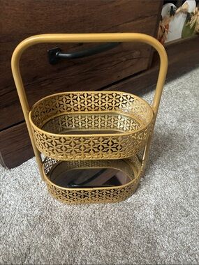 Gold Decorative Two-Tier Metal Serving Stand - Brand: